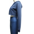 Blue Crop Top Running Hoodie For Women