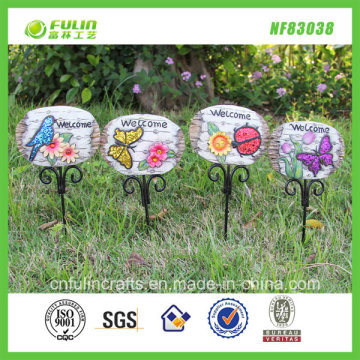 Resin Flower Welcome Sign for Garden Stake Decor (NF83038)