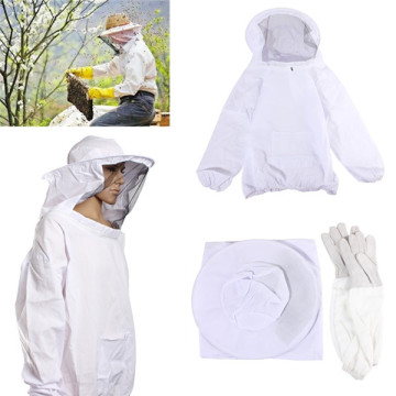 Hot Sale High Quality Protective Bee Keeping Jacket Veil Suit Smock Equipment+1 Pair Beekeeping Long Sleeve Gloves