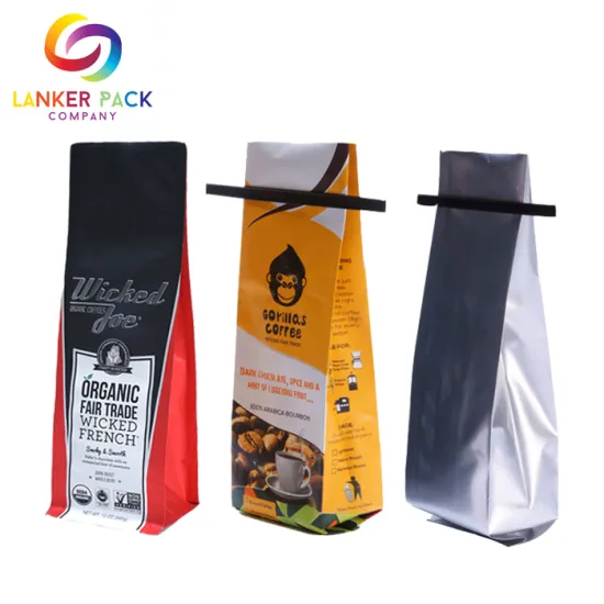 Resealable Custom Quad Seal Coffee Packaging Bag