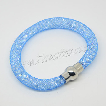 Wholesale new arrival Resin crystal filled mesh bracelet jewelry for promotion gift