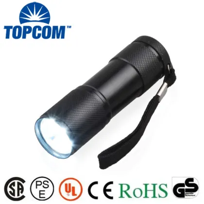 Free Laser Logo Aluminum Alloy Promotional 9 LED Fleshlight Torch