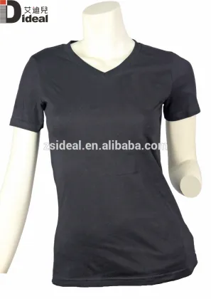 Custom printed v-neck t-shirt/cotton v-neck t-shirt/black v-neck t-shirt