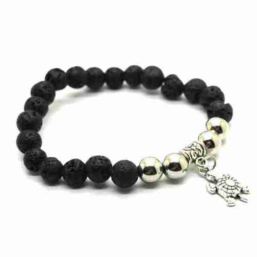 Natural Lava Stone Bracelet Gemstone jewelry alloy pendants