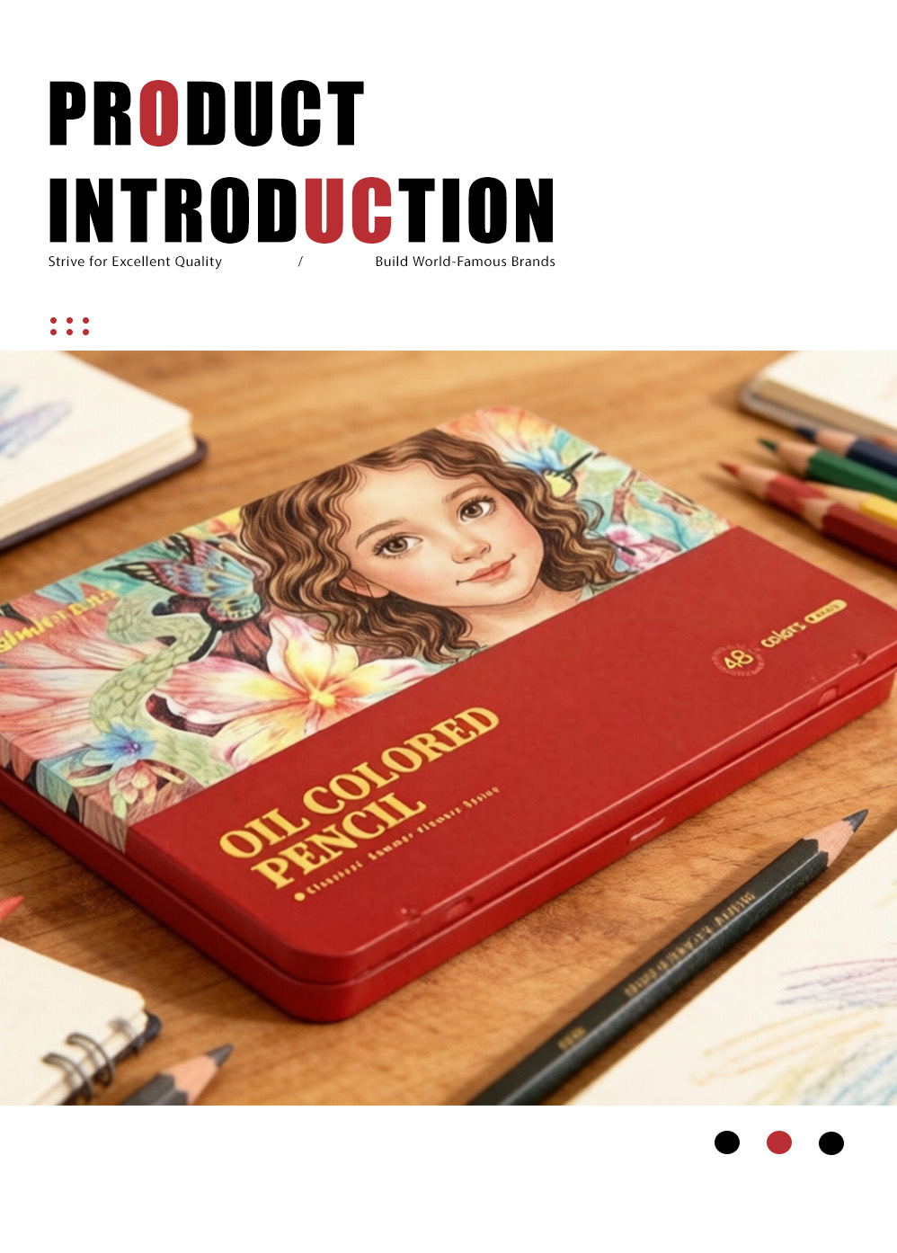 Жестяная коробка для цветных карандашей, 48 штук (6) 48 pieces colored pencil tin box (6)