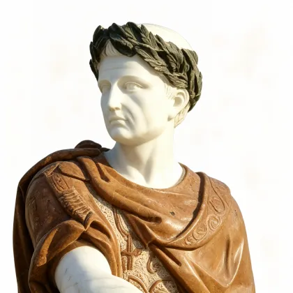 Authentic Augustus Statue in Toga Featuring Scroll