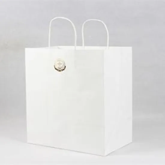 120gsm white kraft shopping paper bags with handle