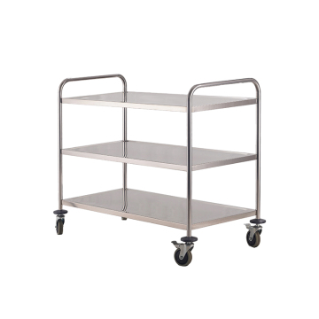 Stainless Steel 3-Tier Round Tube Dining Trolley