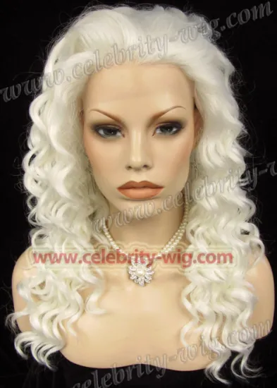 White Medium Length Bounce Wavy Rihanna Synthetic Wig
