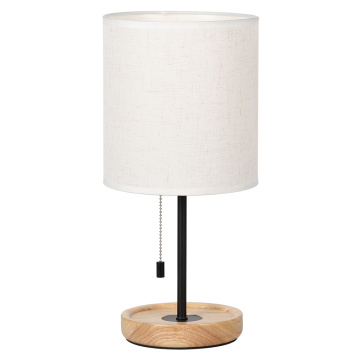 Minimalist Bedroom Nightstand Lamp with Fabric Lampshade