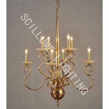 2061344 Willingham Myers antique solid brass marble chandeliers