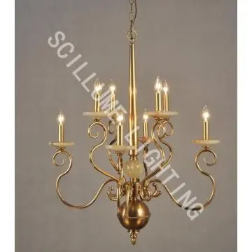 2061344 Willingham Myers antique solid brass marble chandeliers
