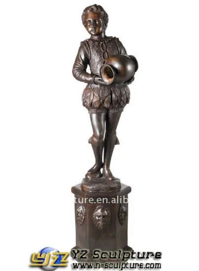 Lovely Children Brass Fountain With Pedestal