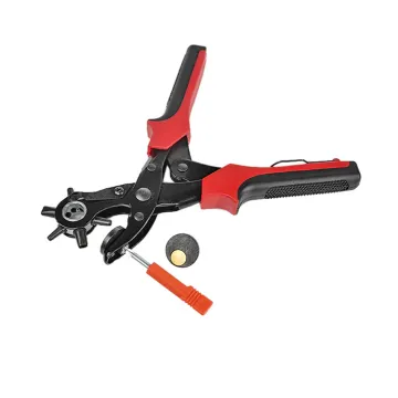 Professional Heavy Duty Leather Hole Punching Pliers Set with 6 Sizes for Belt Holes and Leather Work
