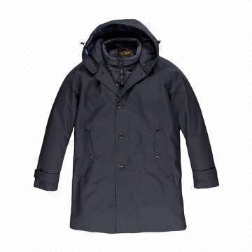 Navy winter men's coats, 3 layer, waterproof and thermal taped cotton, with a detachable down jacket