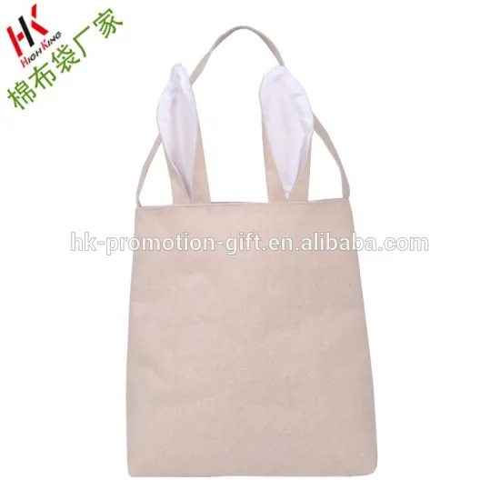 Hot Sale Handmade Cotton & hemp Easter gift bag, Easter Egg Basket Bag