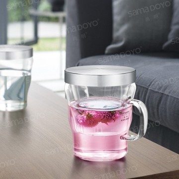 Hot Sale! SAMADOYO Heat-resisting High Borosilicate Drinking Glass Cup with Filter Factory