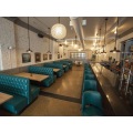 Luxury U shape Cafe Bar Hamburger Shop KTV Club Metal Velvet Leather Restaurant Sectional Sofa Booth Seating