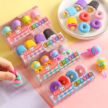 Cute Stationery Set: Lollipop, Ice Cream, Donuts, Candy Erasers for School Girls