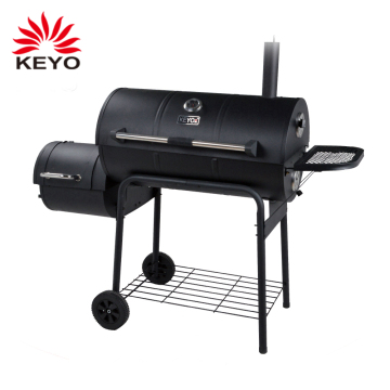 Outdoor Backyard Charcoal Barbecue Barrel Grills Offset Smoker Charcoal Bbq Grill In Black For Outside