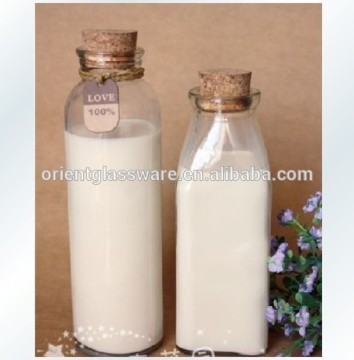 High quality clear milk 100ml glass bottle with cork