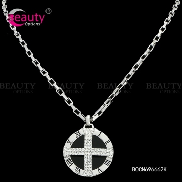 Fashion Rhinestone Sliver Necklace with Cross Jewelry for Women