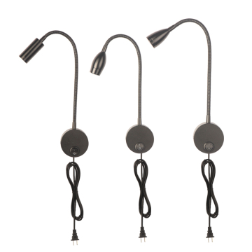 Plug-in εύκαμπτο gooseneck κεφαλάρι ανάγνωση φωτός τοίχου με διακόπτη on/off
