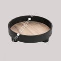 Wooden Handle Metal Round Tray