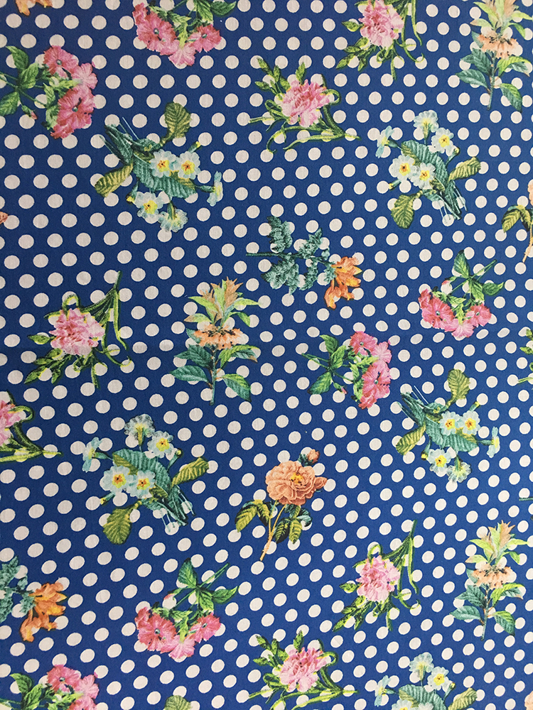 Dots Flower Rayon Challis 30S Printing Woven Fabric