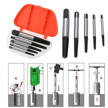 Screw Extractor Set Tool Detail Extracting Metal Silver Black The Nail Puller Bolt Remover Carpentry Nail Boring Crown Durable
