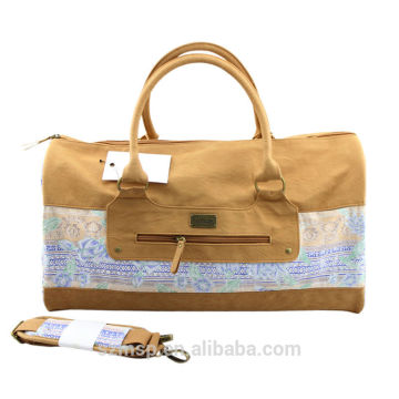 kachi PU floral 12os print canvas duffel bag and fashion woman traveling bag