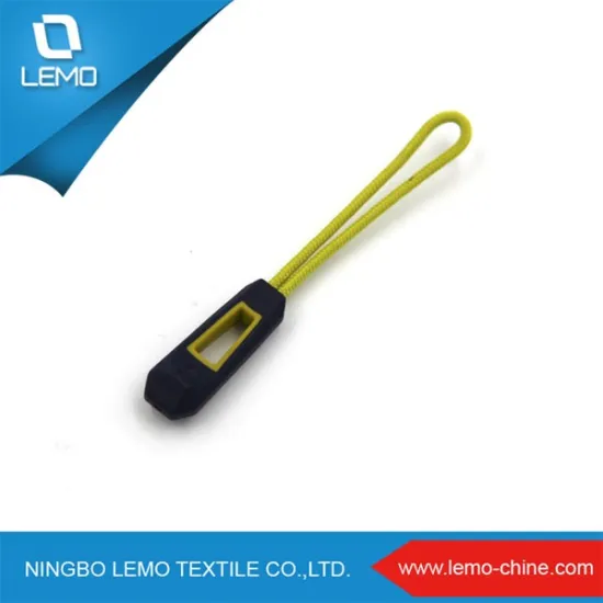 lemo Zipper Puller Manufacturer, Long Embossed Rubber Zipper Puller Plastic