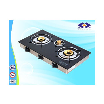 Glass panel high efficient built-in gas stoves with 3 burners