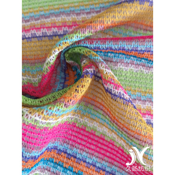 Multicolor Stripes Polyester Crochet Cover-up Wrap Fabrics