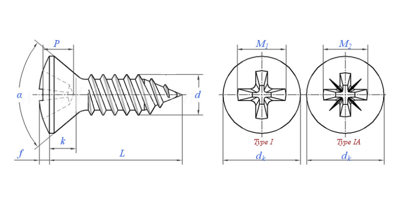 PH Oval CSK Tapping Screw