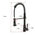 Brass Spring Multifunctional Pull Down Kitchen Black Faucet