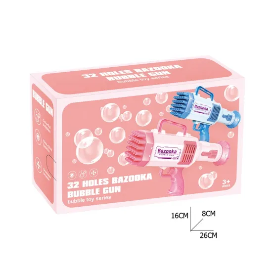 Electric Bubble Gun Toy - 32 Hole Soapy Water Bazooka Launcher for Summer Outdoor Parties