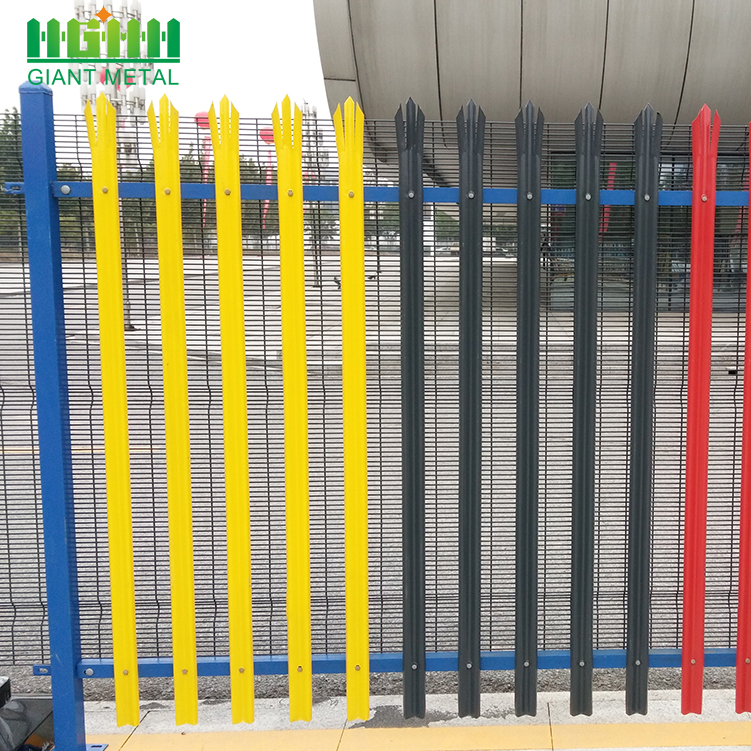 Factory Multiple Color Powder Coated Steel Palisade Fence