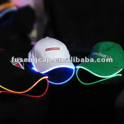 led lights flashing fiber optic baseball caps