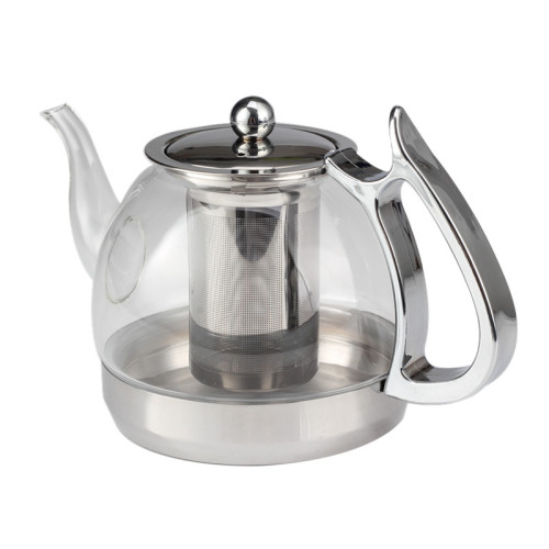 Food Grade Stainless Steel Base-Glass Tea Pot