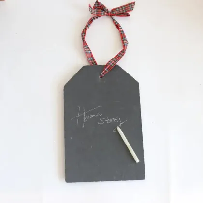 Hanging Slate Chalk Board with Silk Ribbon for Home and Wedding