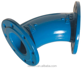 Double Flanged Ductile Iron Waterworks Pipelines 45° Equal Elbow Bend Flange Pipe Fittings
