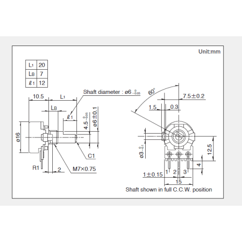 Potenziometro rotativo serie Rk163