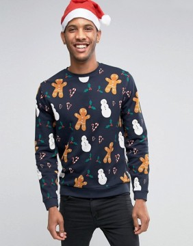 Hot Sale Custom Crew Neck Without Hood Black Men's 100% Cotton Casual Oversized Pullover Snow Printed Design Sweatshirt