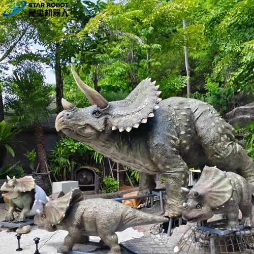 Animatronik triceratops realistis prasejarah untuk taman hiburan