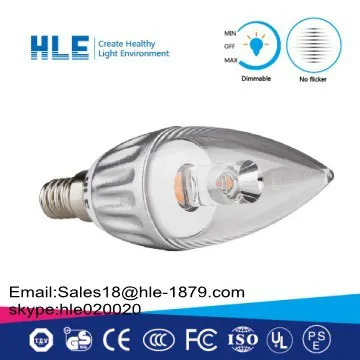 E14 base candle bulb 3W with warm white