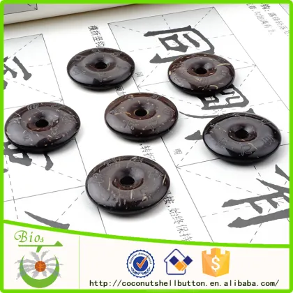 30mm natural coconut shell buddha mantra donut pendant