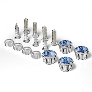 4-Piece Set of Anti-Theft Diamond License Plate Screw Caps for Bumper Style Car Accessories