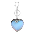 Opalite Antique Silver Alloy Heart Pendant Keychain