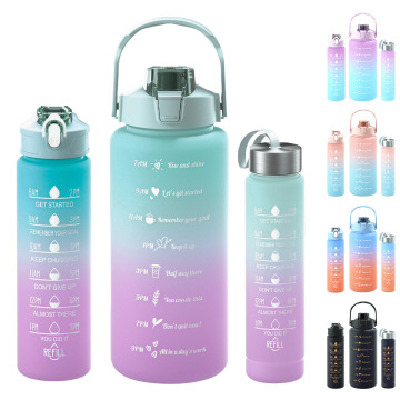Gradient Color Space Pot Frosted Double-Wall Plastic Water Cups Set for Outdoor Sports